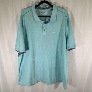 Tommy Bahama Islandzone Polo Shirt Men's 2XLB Blue Short Sleeve Cotton Blend